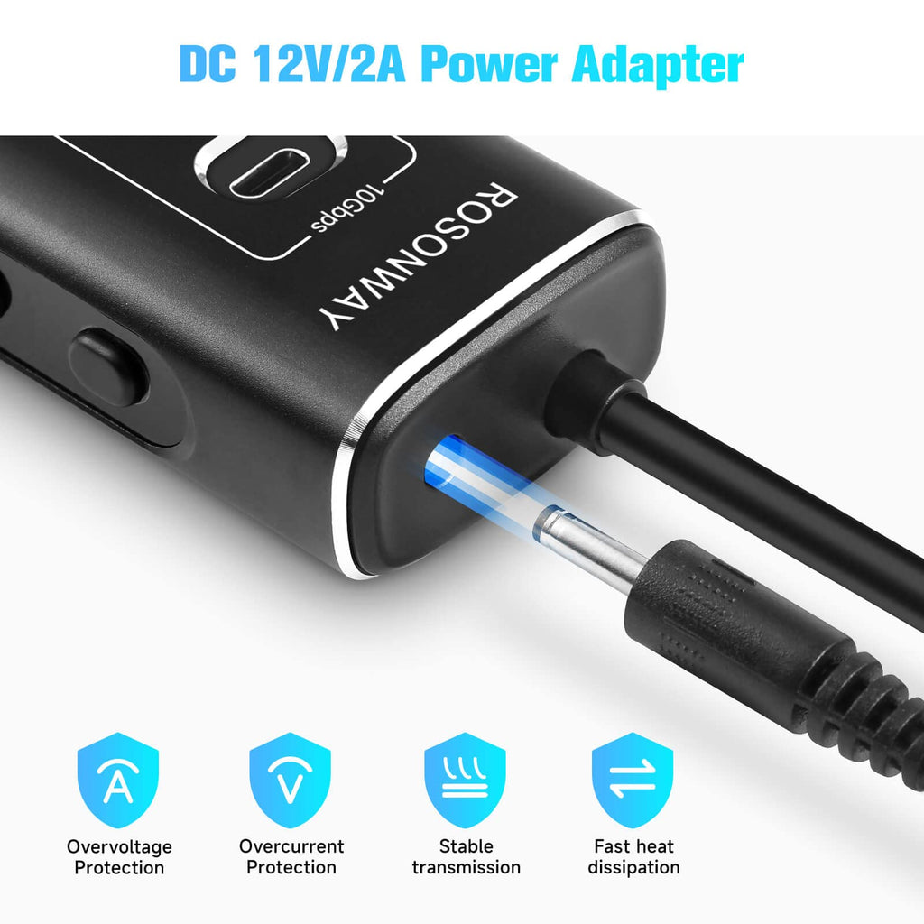 USB Hub 3.0 Powered Rosonway Aluminum 7 Ports USB 3.0 Data Hub Splitter with 24W (12V/2A) Power Adapter and Individual On/Off Switches USB Port Expander for PC and Laptop (RSH-A37S)