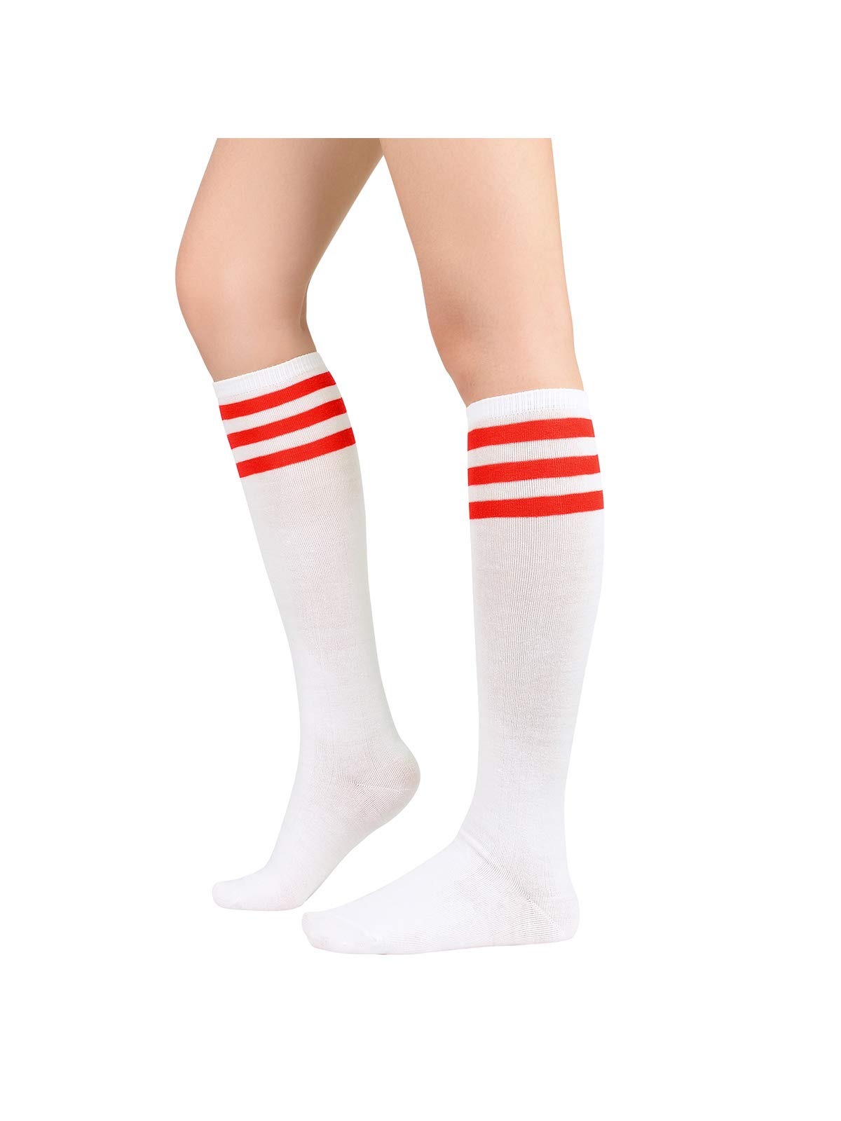 Century Star Knee High Striped Socks for Women - Long Thin Tube Sports Thigh High Socks Tall Stockings