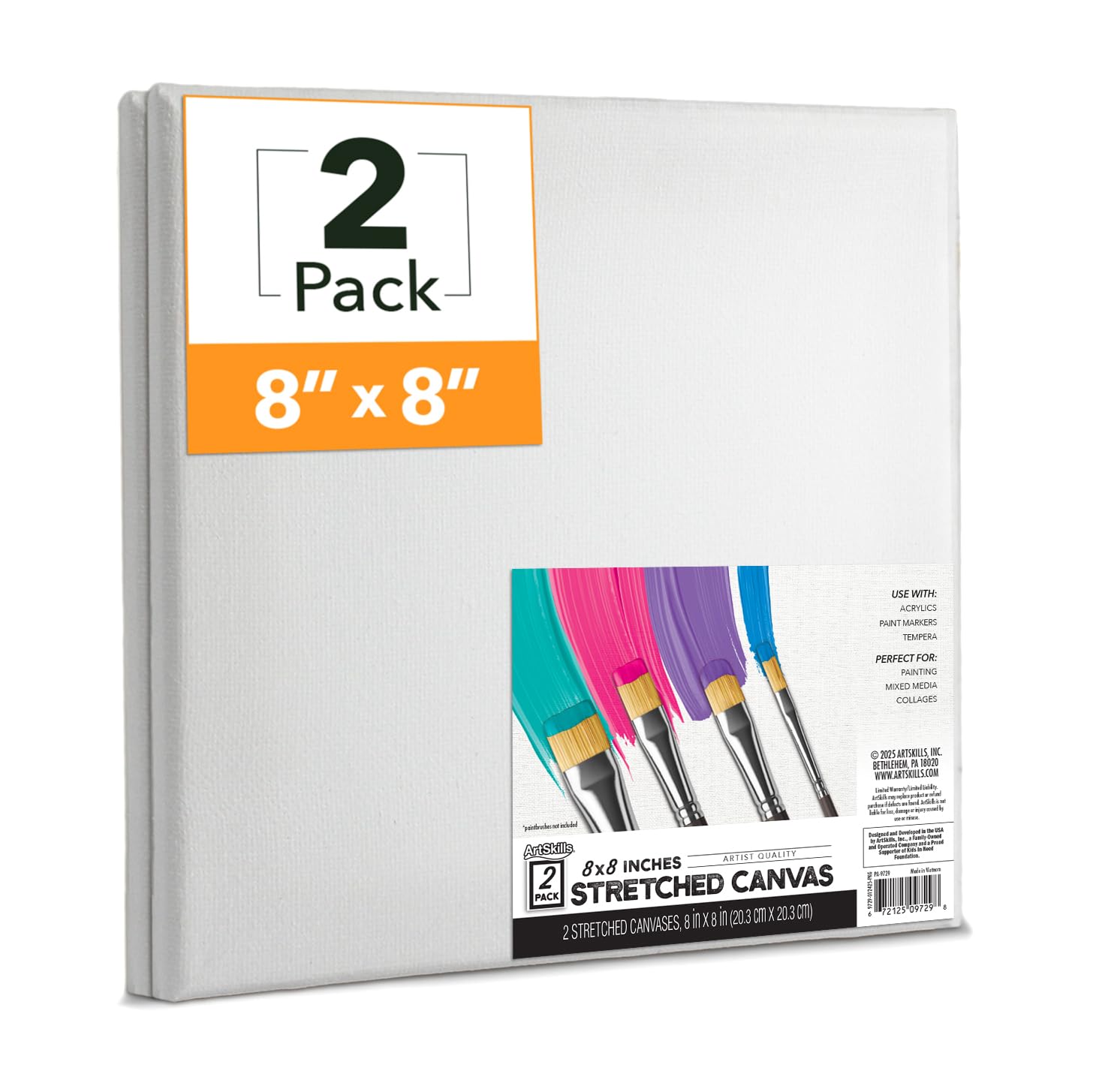 ArtSkills Stretched Canvases for Painting, 5x7 Canvas Painting Supplies for Artists, Blank Canvas Pack, 2-Pack