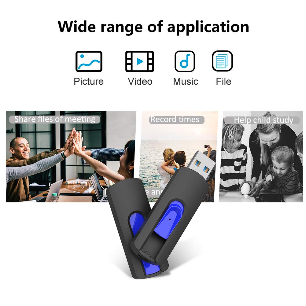 16GB Flash Drive 10 Pack, JUANWE USB 3.0 Flash Drives, Bulk Flash Drive 16 GB Thumb Drive Mutipacks, USB Drive 3.0 Retractable Memoria USB Jump Drive for Data Storage & Backup, Blue