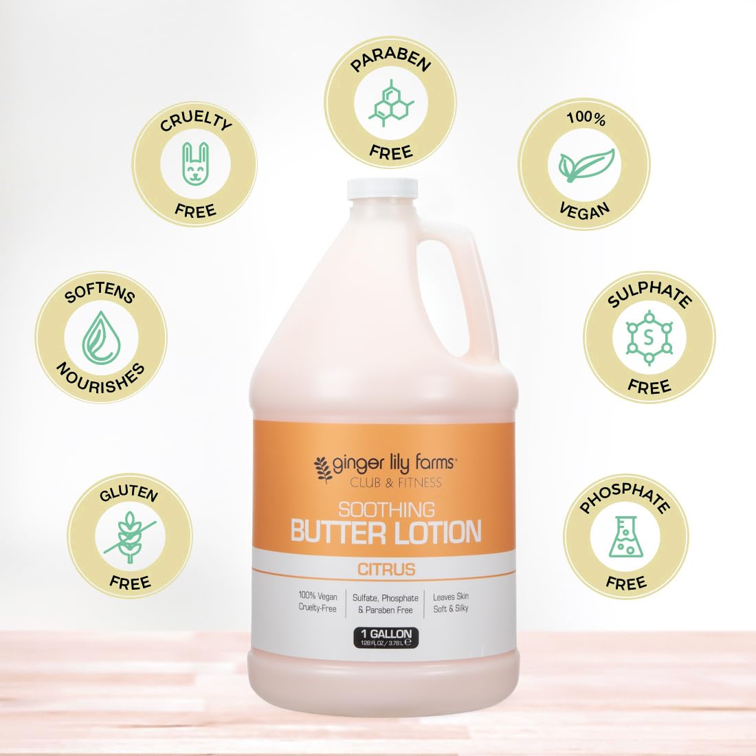 Ginger Lily Farms Club & Fitness Soothing Butter Lotion for Dry Skin, 100% Vegan & Cruelty-Free, Aloe Vera Scent, 1 Gallon (128 fl oz) Refill