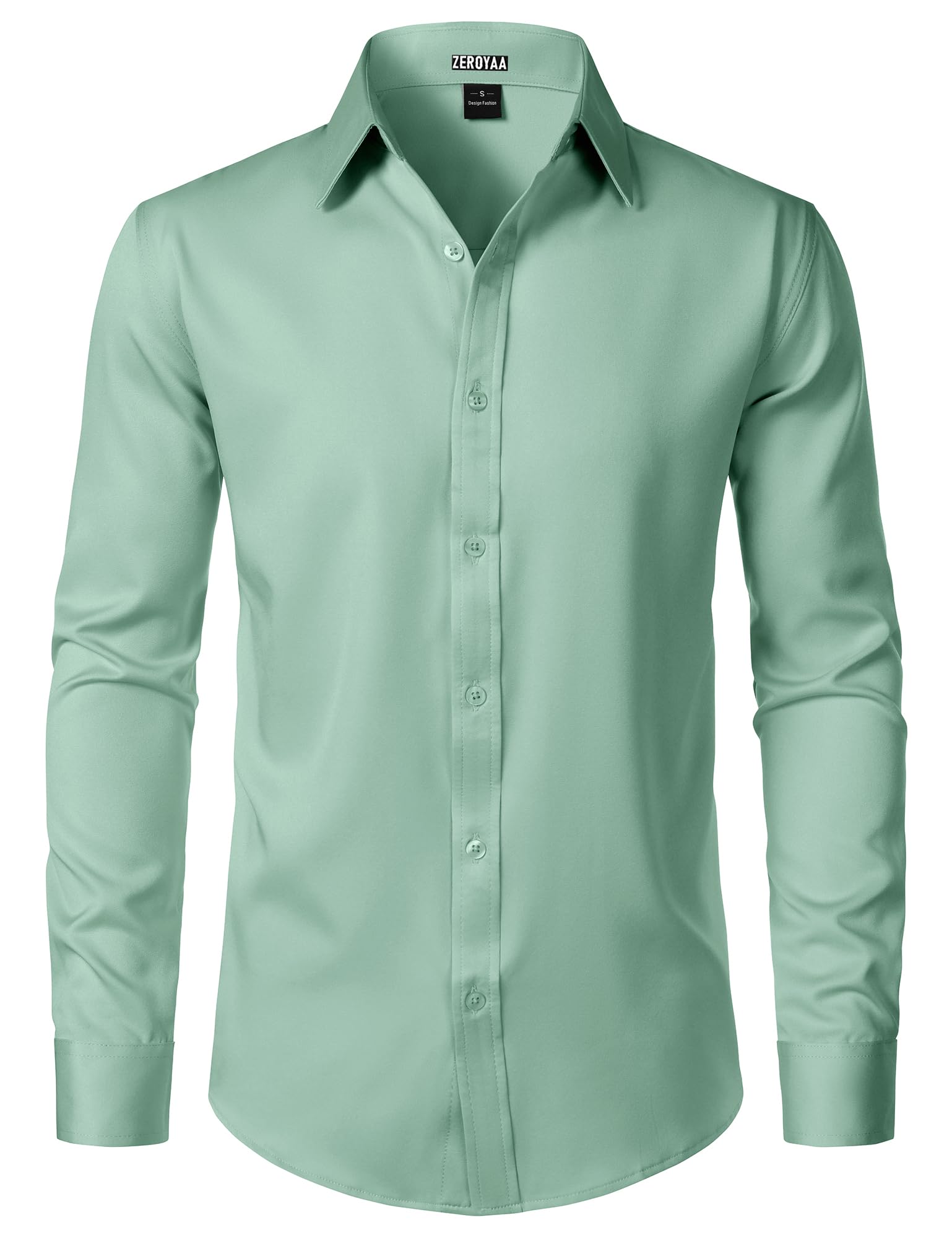 ZEROYAA Men's Wrinkle Free Long Sleeve Dress Shirt Business Casual Modern Slim Fit Button Down Shirts for Wedding and Office