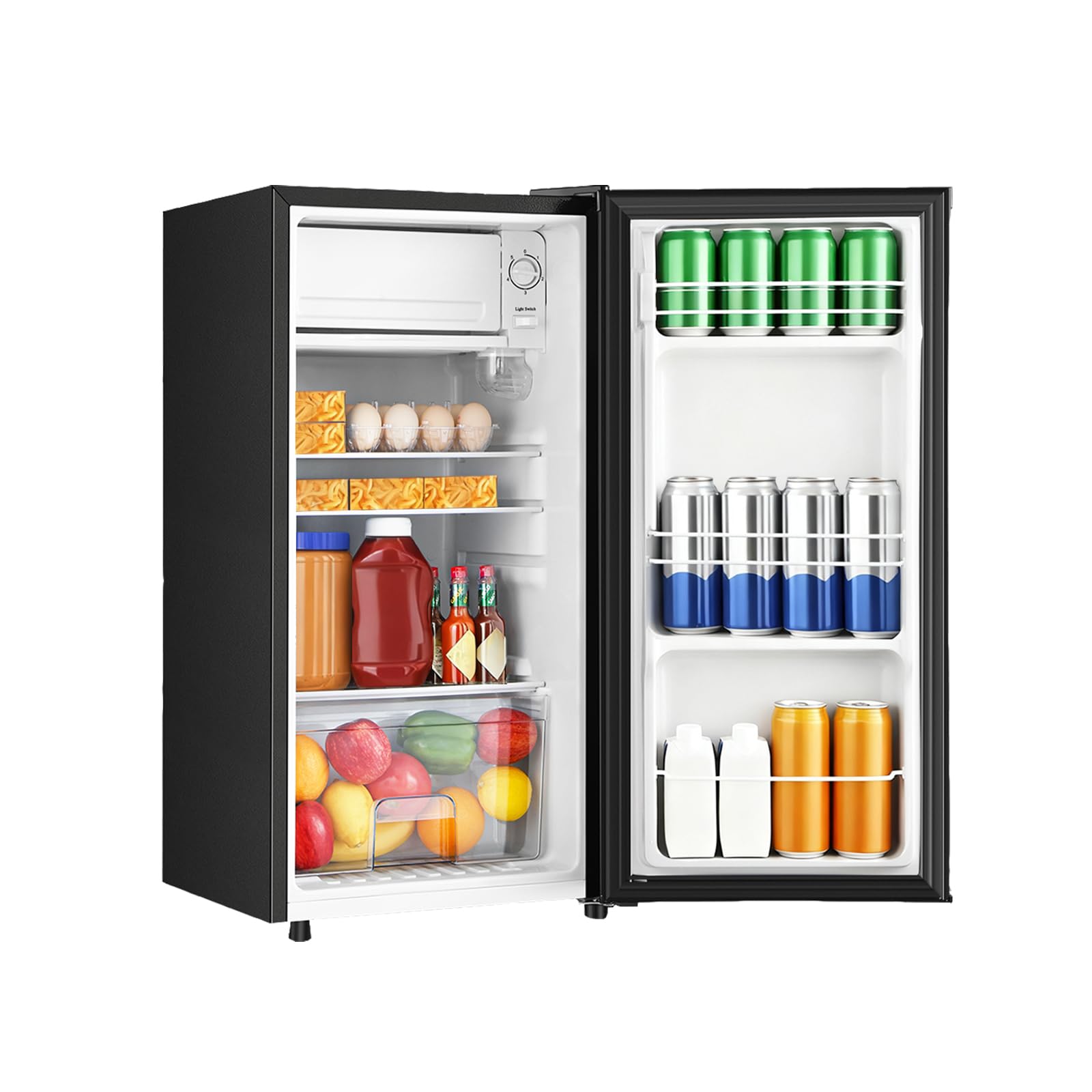 HAILANG 3.1 Cu.Ft Mini Fridge with Freezer, Single Door Mini Refrigerator, 5 Settings Temperature Adjustable, Compact Refrigerator for Apartment,Dorm, Office, Bedroom