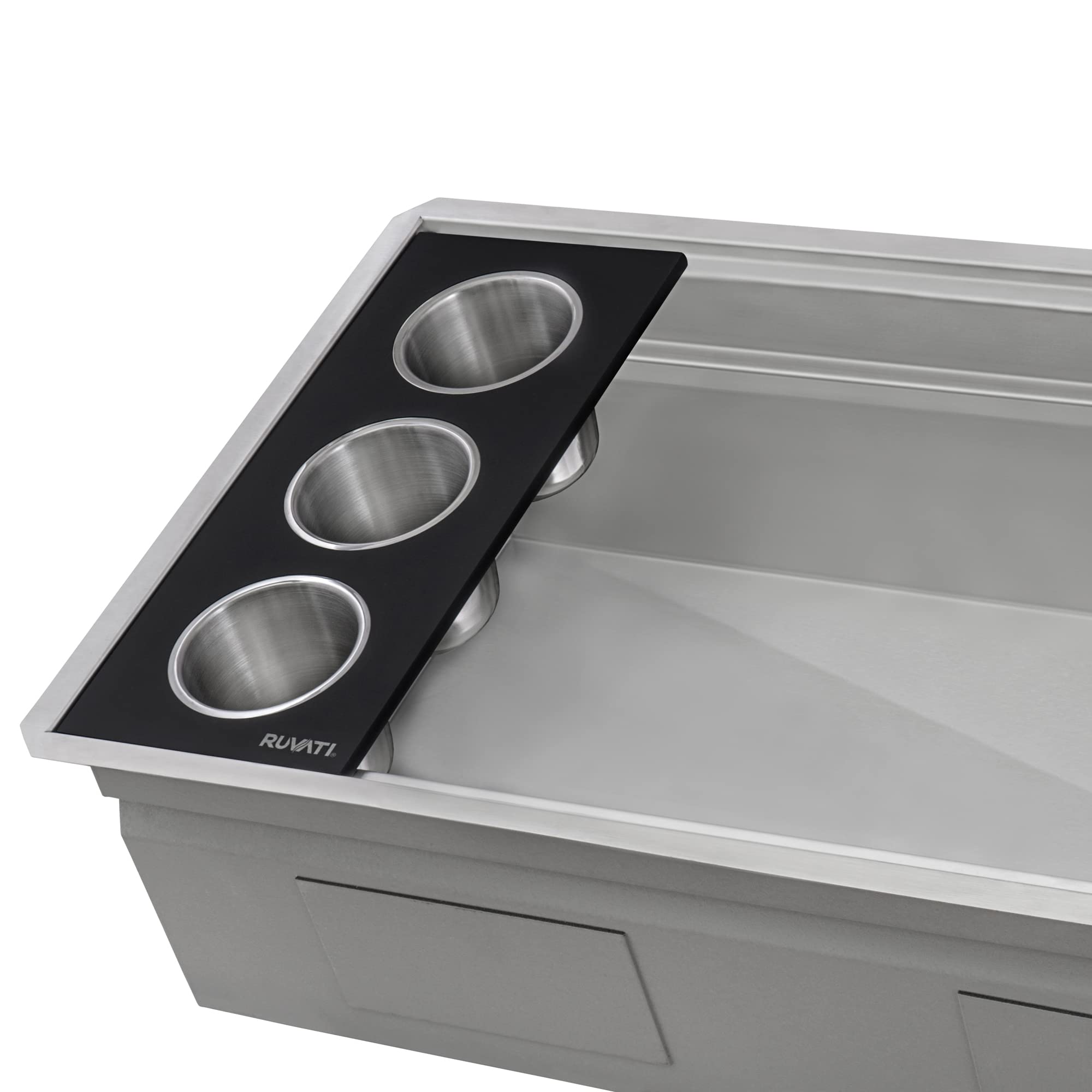 Ruvati 33-inch Workstation Kitchen Sink - Dual Tier Double Bowl Kitchen Sink - Low Divide Undermount Sinks - 16 Gauge Stainless Steel Kitchens Sinks - RVH8255