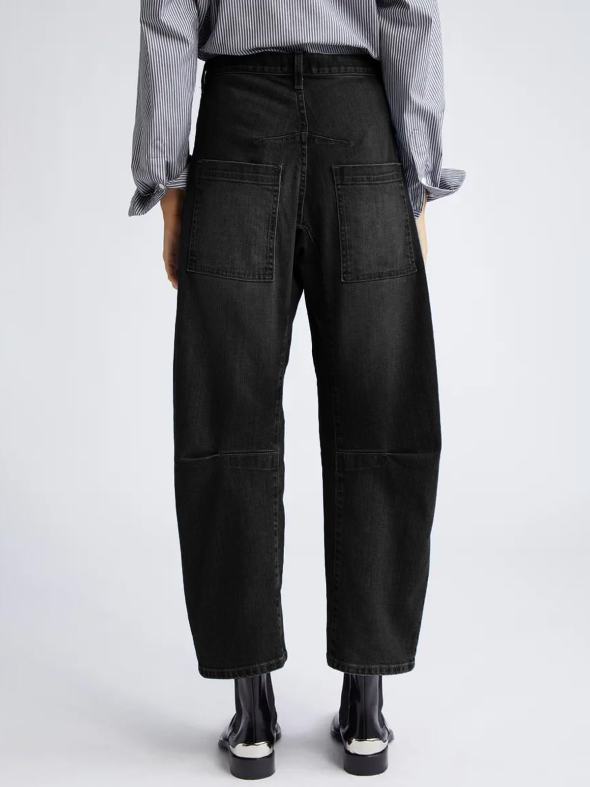 PLNOTME Womens Barrel Jeans High Waisted Baggy Boyfriend Wide Leg Denim Pants with Pockets