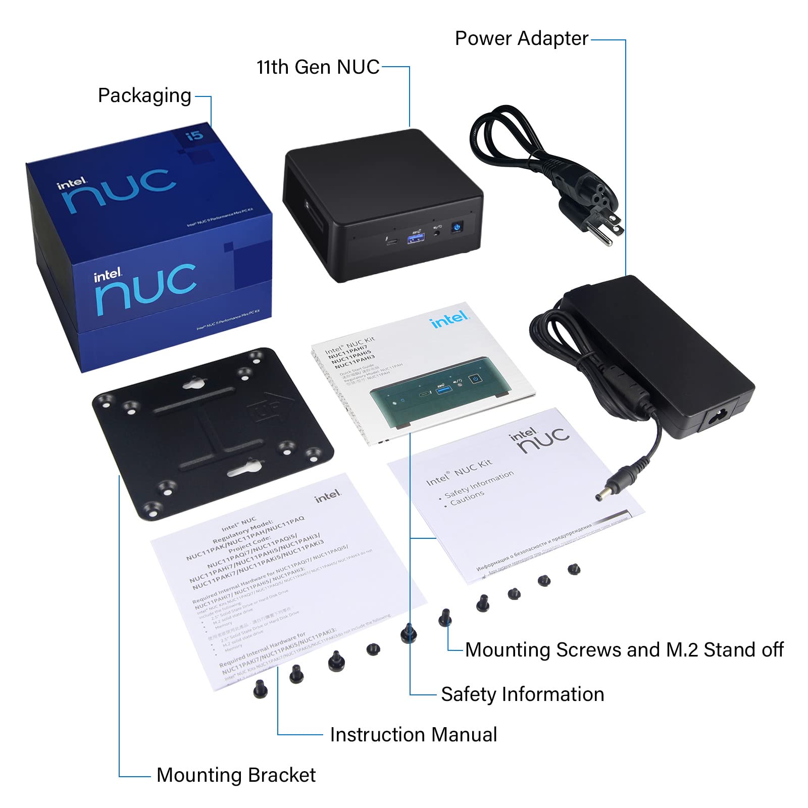 Intel NUC 11 NUC11PAHI5 Panther Canyon Mini PC, Core i5-1135G7, 16GB RAM, 512GB SSD, Mini Computers Windows 11 Pro for Business Home Office, Support 8K/Wifi 6/4K Quad Display/Bluetooth 5/Thunderbolt 3