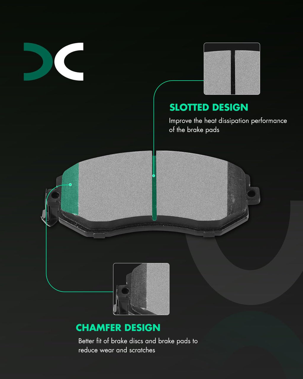 SCITOO D815 D905 Front Rear Ceramic Brake Pads Sets Fit For INFINITI For G35 2003-2005,For Nissan For 350Z 2003-2005 | For Altima 2007-2013 | For Juke 2011-2017 | For Sentra 2007-2012