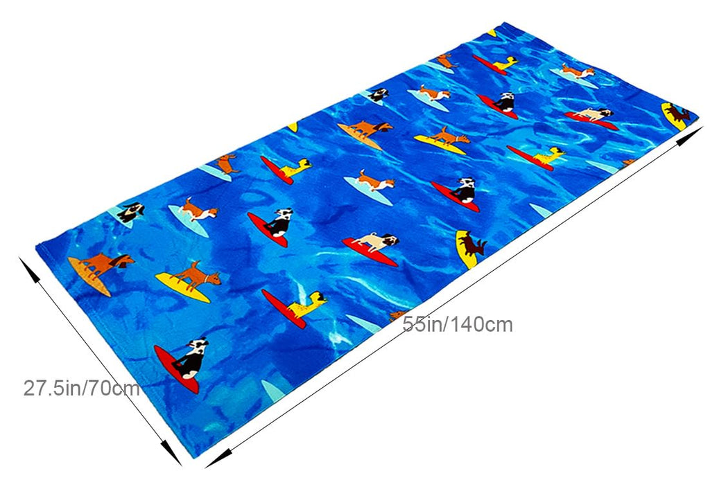 Kids Beach Towel Velour Terry Blanket Throw 100% Cotton Super Soft Absorbent 25.5X51 inches for Bath Swimming Sports Camping Holiday Picnic, Bus Coconut Parasol Lounge Audio Player.