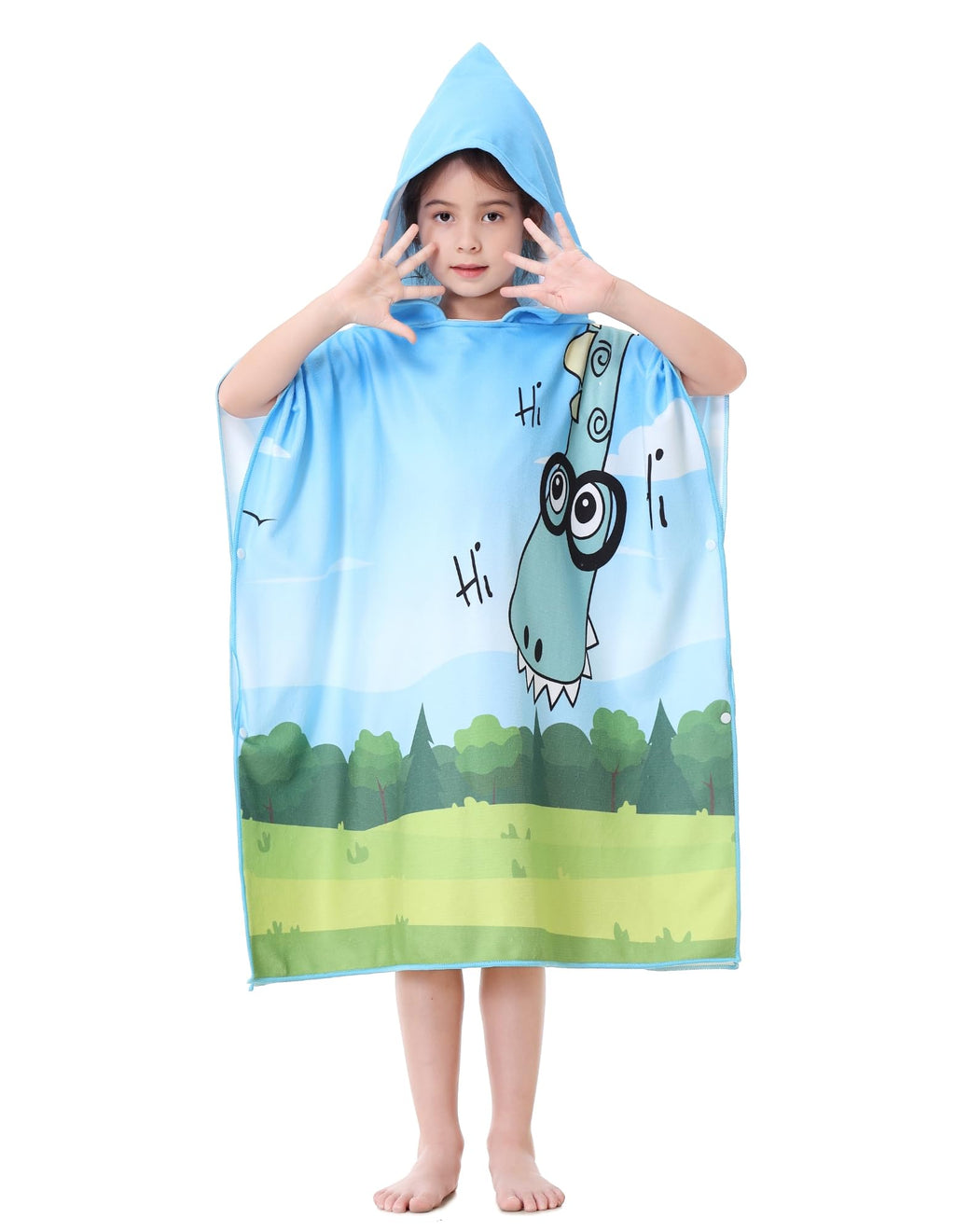 Soft Microfiber Swim Cover-ups for 3 to 10 Years Old Kids Hooded Bath Beach Poncho Towels (Alligator, Fits 3-10 Years)