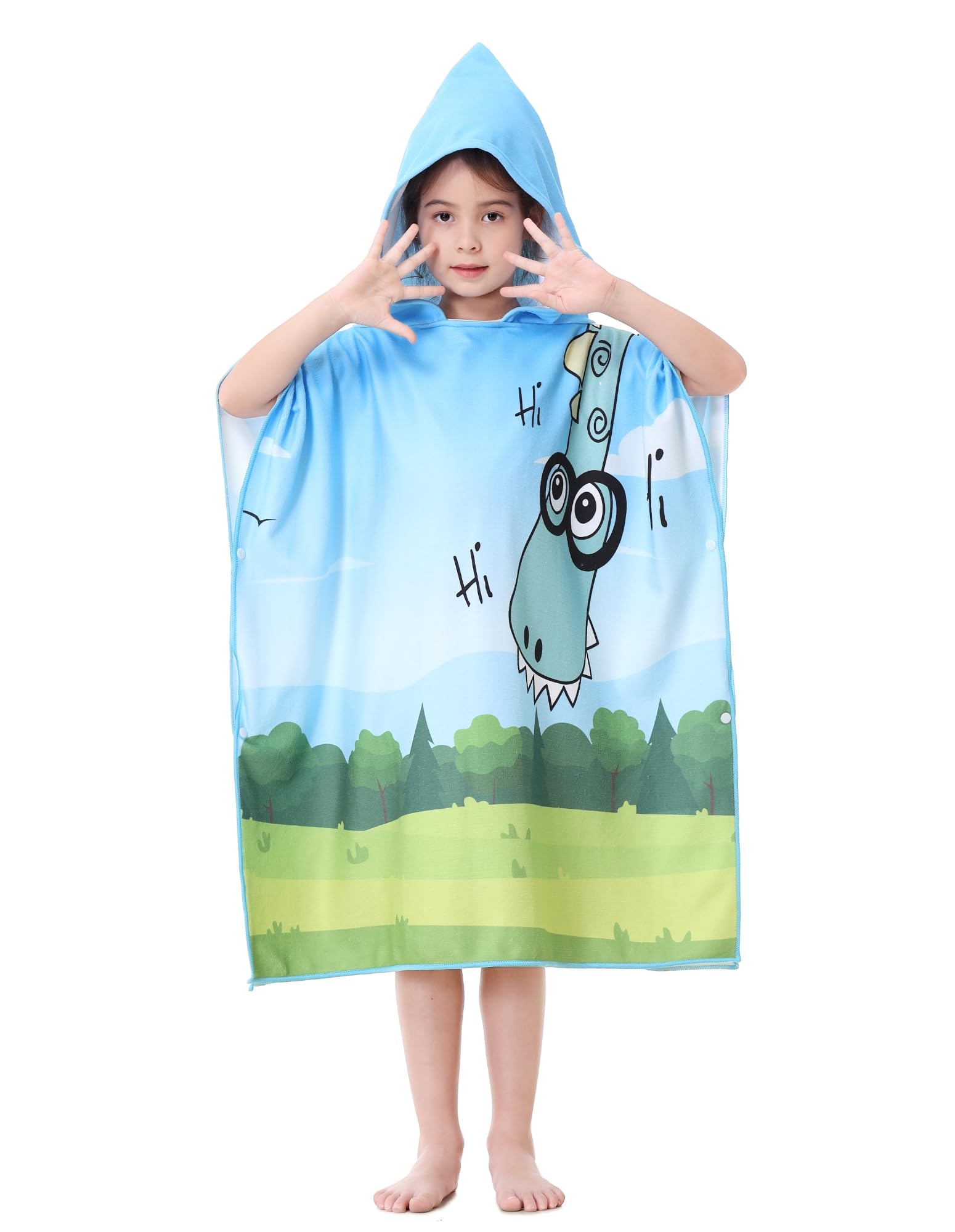 Soft Microfiber Swim Cover-ups for 3 to 10 Years Old Kids Hooded Bath Beach Poncho Towels (Alligator, Fits 3-10 Years)
