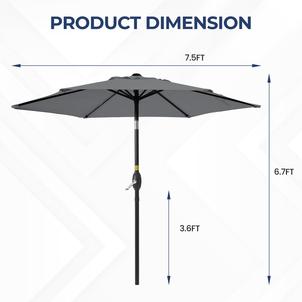 SUNVIVI OUTDOOR Outdoor Patio Umbrella, Patio Umbrella, Market Umbrella, Large Outdoor Umbrella, Metal Pole Umbrella with Push Button Tilt and Crank, Polyester Canopy