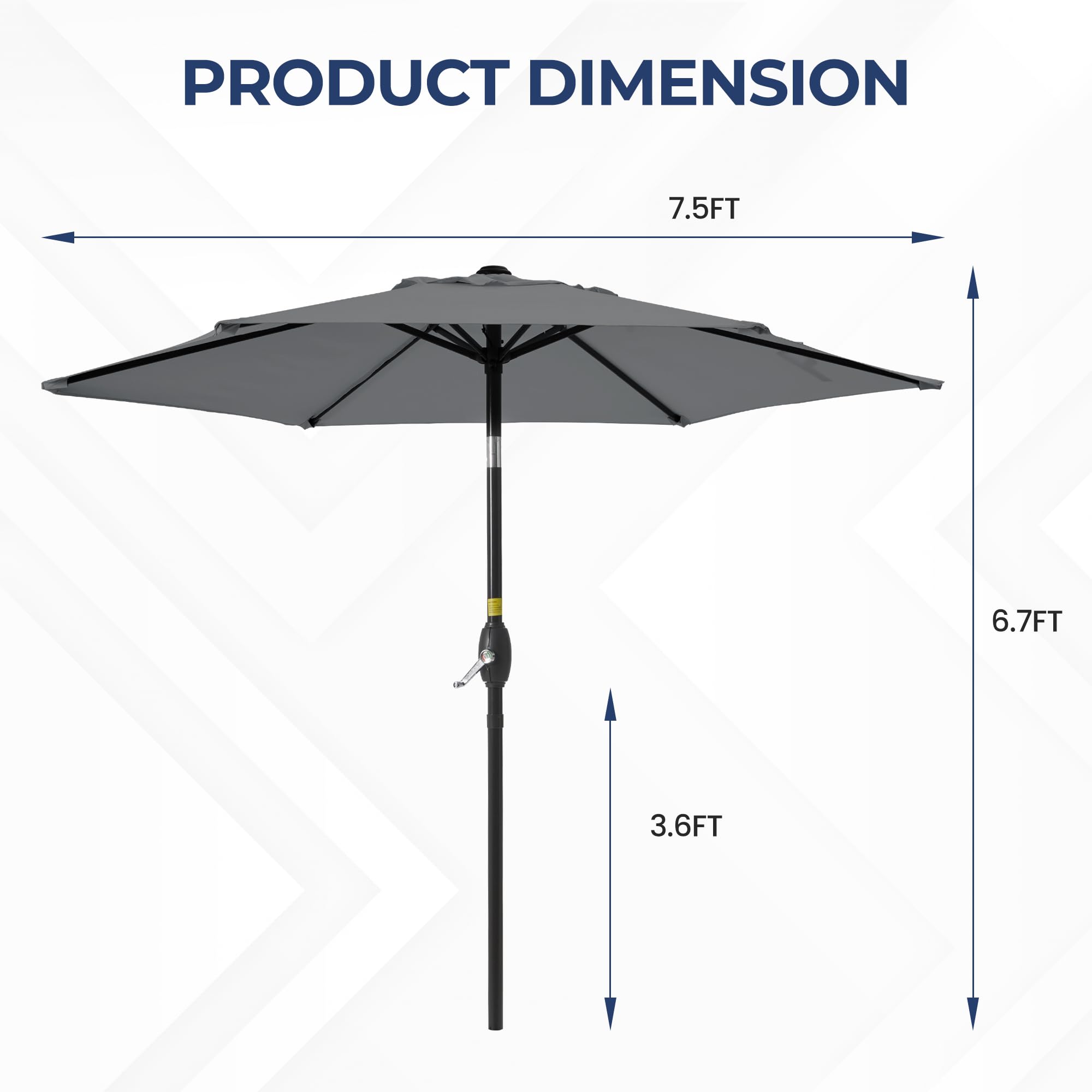 SUNVIVI OUTDOOR Outdoor Patio Umbrella, Patio Umbrella, Market Umbrella, Large Outdoor Umbrella, Metal Pole Umbrella with Push Button Tilt and Crank, Polyester Canopy