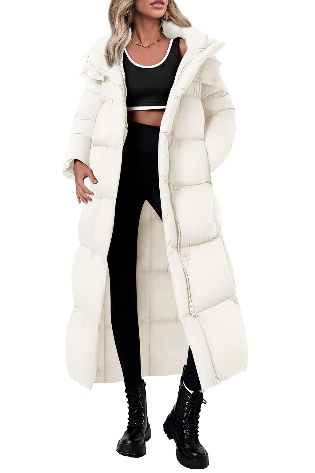 PRETTYGARDEN Women's Winter Long Puffer Coats Hooded Zip Up Casual Thickened Down Jackets Trendy Warm Clothes Outerwear