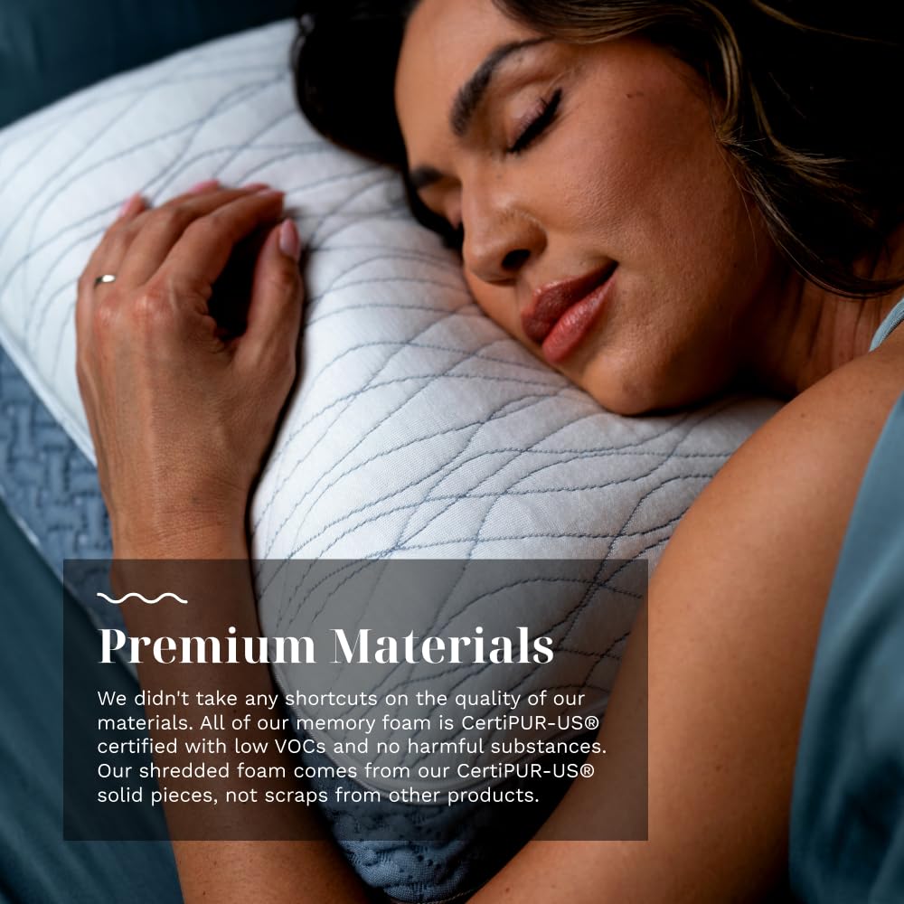 LUXOME LAYR Adjustable Firmness & Loft Pillow (2 Pack) - Completely Customizable - Memory Foam - Cooling Cover - Standard/Queen