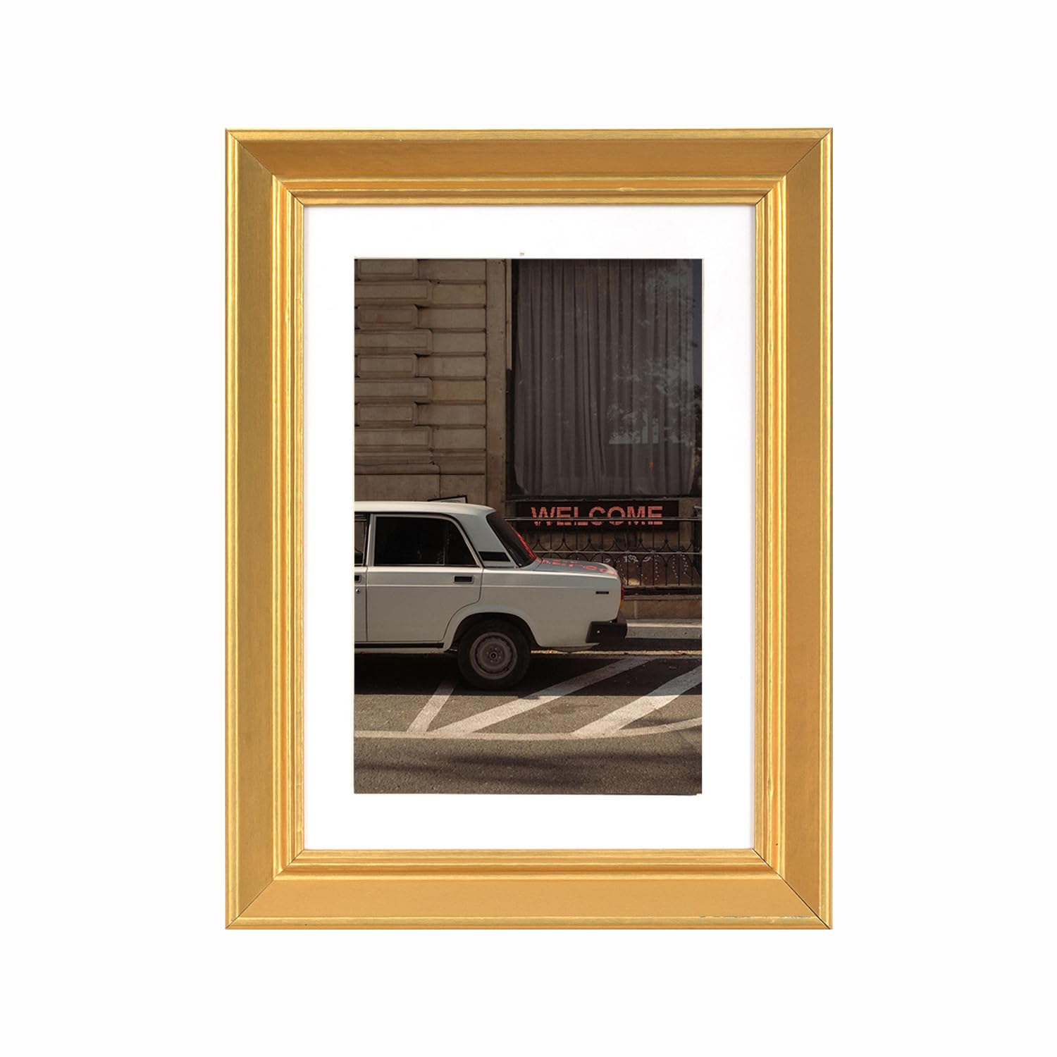 5x7 Picture Frame Gold, Display 5x7 without Mat or 4x6 with Mat, Wall Gallery Photo Frames