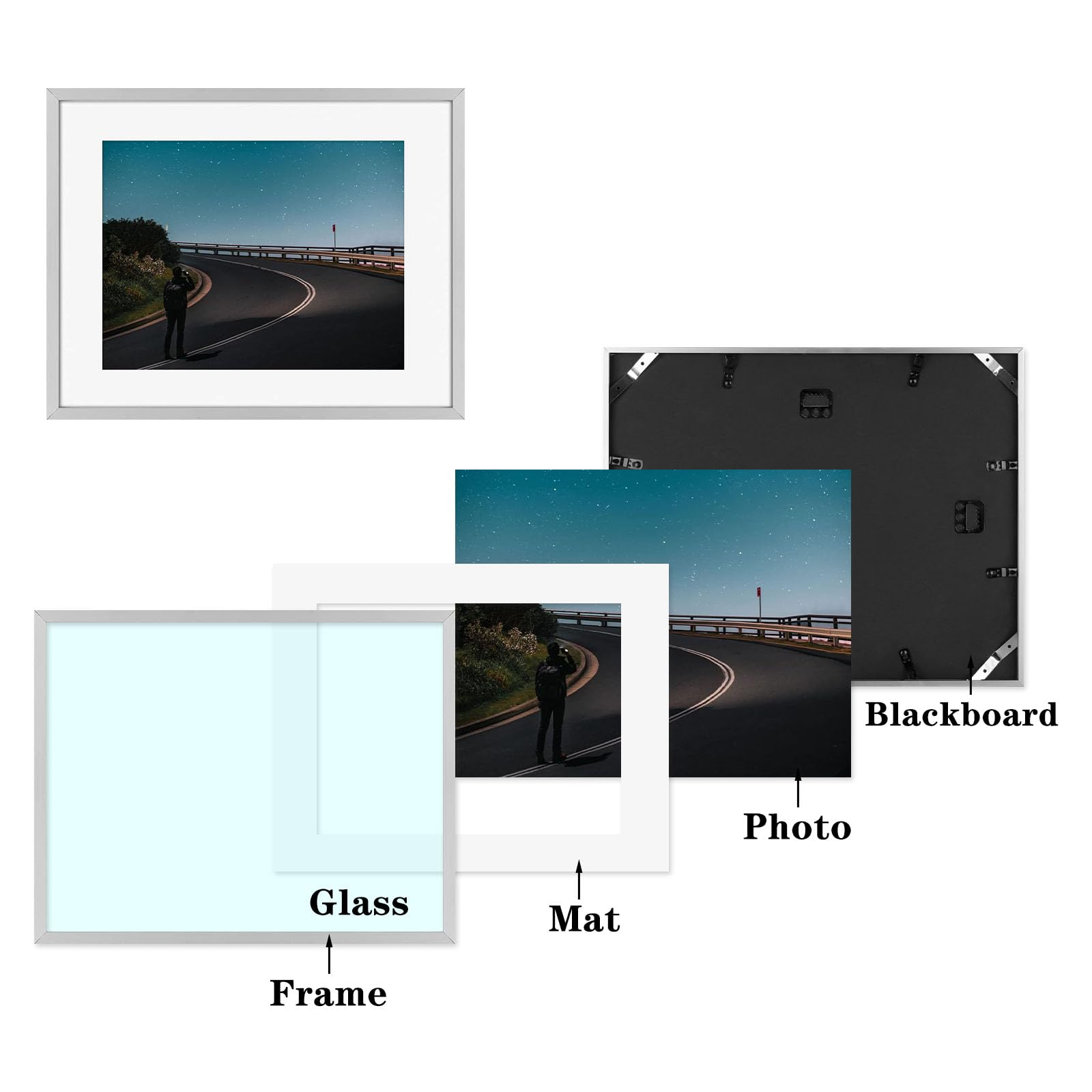 Frametory, 6x8 Aluminum Picture Frame - 6 x 8 Black Frame with Removable Mat for 5 x 7 Photo - 6 by 8 Durable Metal Frame with Real Glass - Sawtooth Hanger for Easy Wall Display - 1 Pack