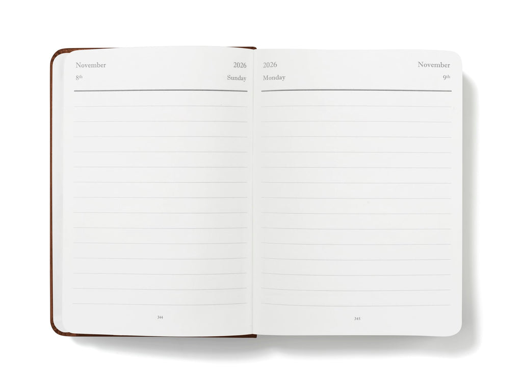 Wykeham's Executive 2026 Daily Journal Planner – US Public Holidays & Format – Customization Available (Brown, 6" x 4.5")