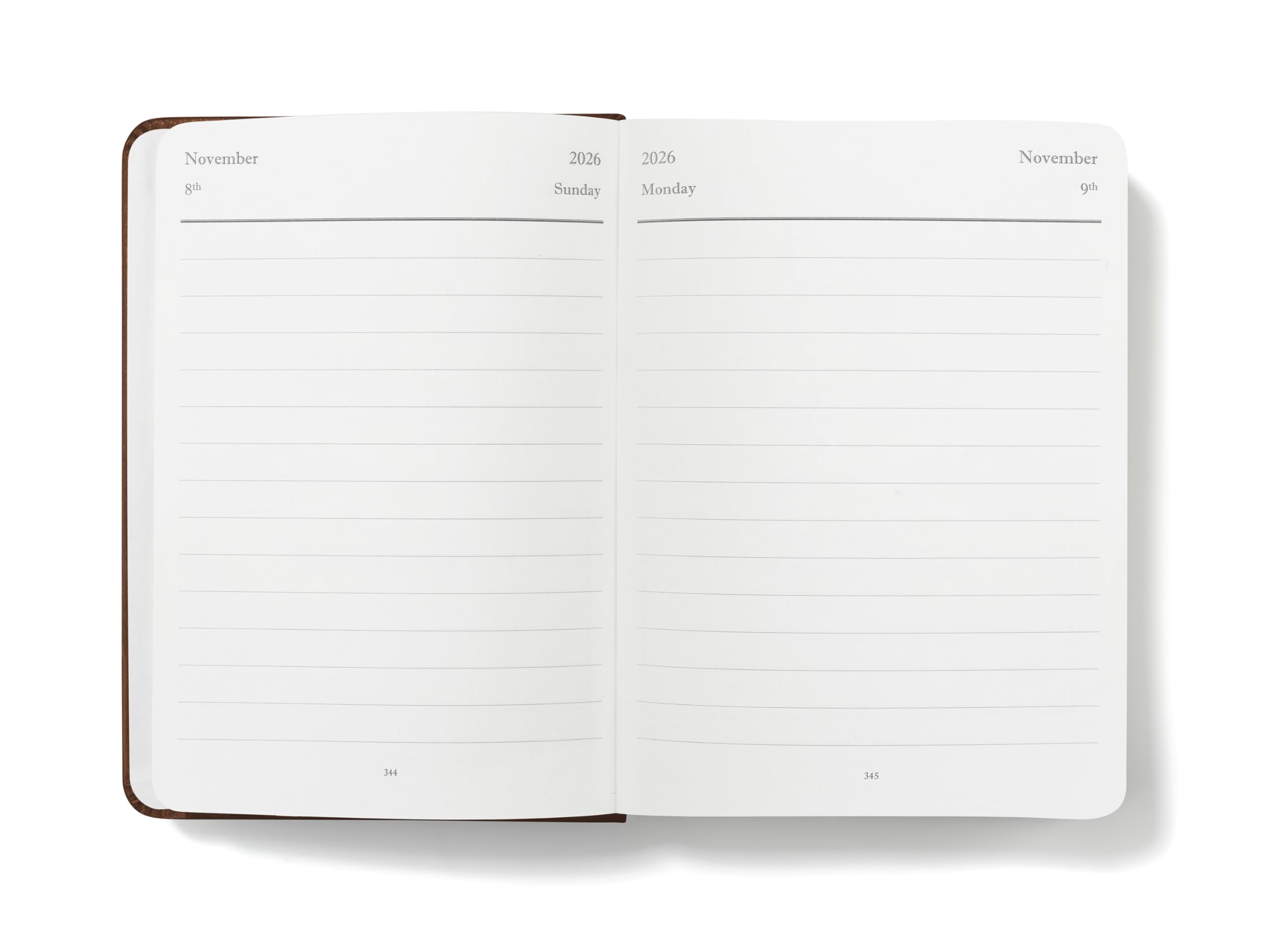 Wykeham's Executive 2026 Daily Journal Planner – US Public Holidays & Format – Customization Available (Brown, 6" x 4.5")