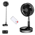 UN UNITEDTIME Portable Fan Foldable Rechargeable [Remote Control ] Battery Operated Foldaway Standing Pedestal Collapsible Fan, 4 Speed, Timer for Camping Travel, Bedroom (Black)
