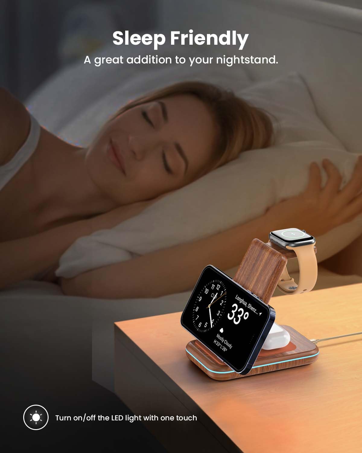 GEEKERA 3 in 1 Wireless Charging Station, Foldable Wireless Charger Stand for Multiple Apple Devices for iPhone 17 16-8, Apple Watch Ultra//11/10/9/SE/8/7/6/5, AirPods Pro/4/3/2