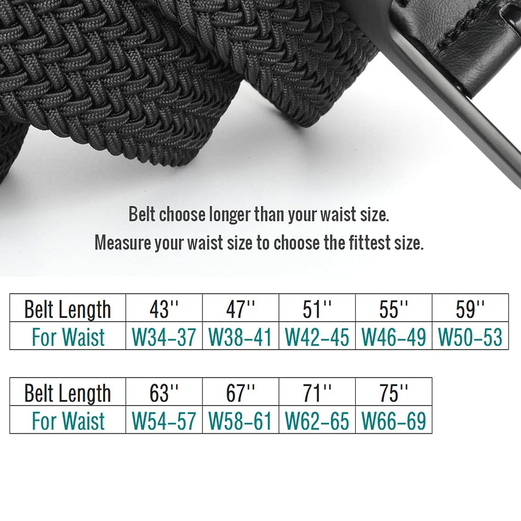 Plus Size 43'' to 75'' Mens Elastic Stretch Belts Big and Tall Belt