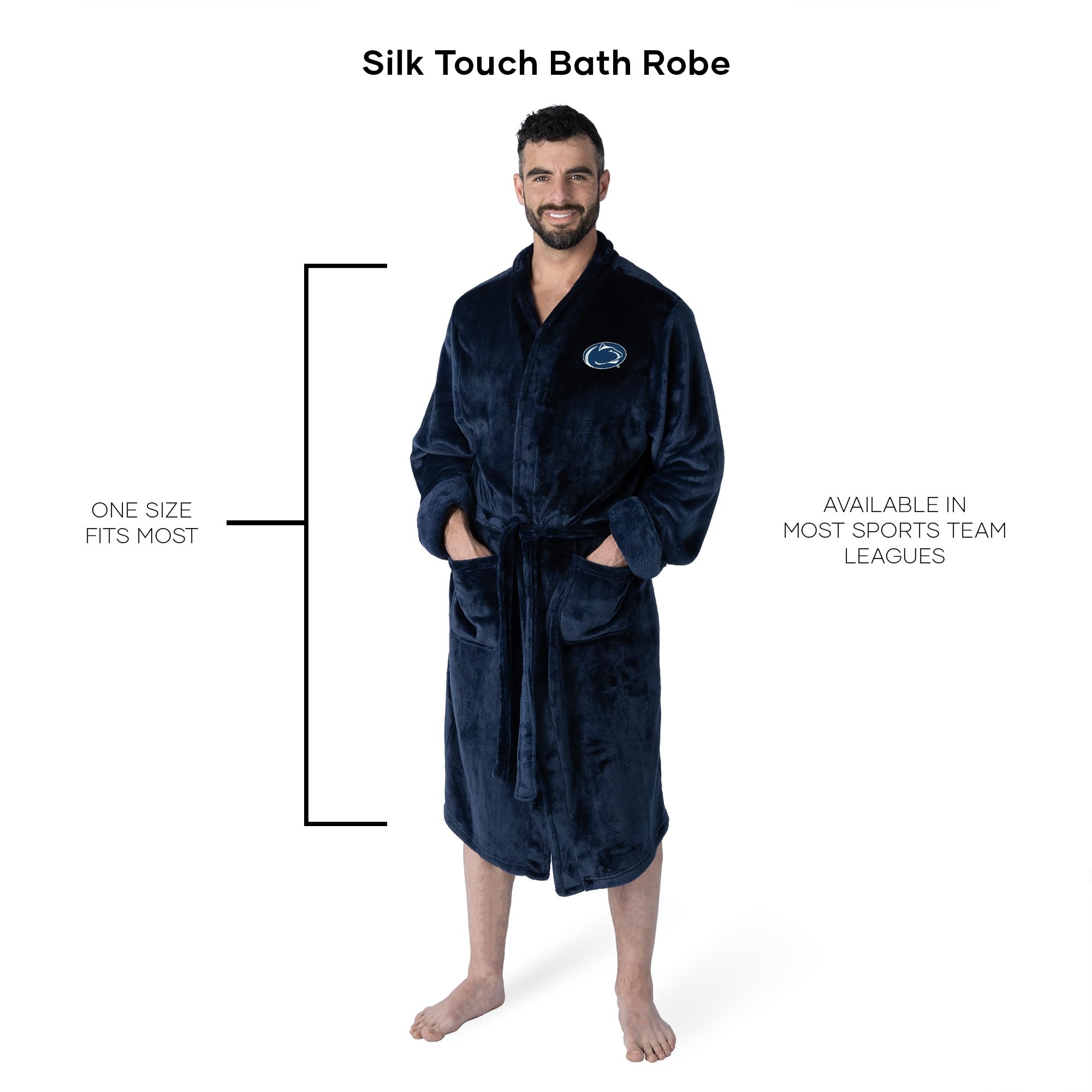 Northwest NCAA Adult Unisex Silk Touch Bathrobe, Officially Licensed Loungewear, Soft Plush Polyester