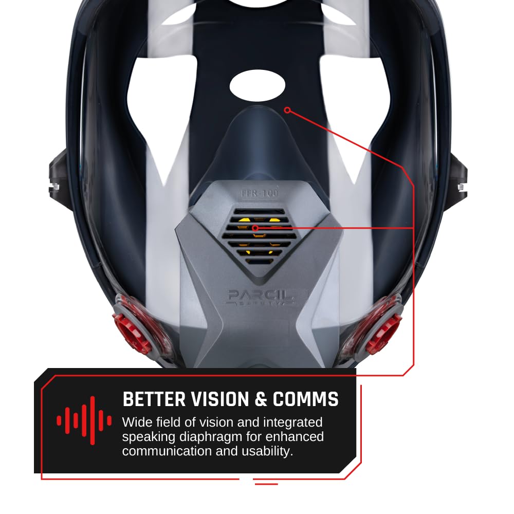 Parcil Distribution Full Face Respirator Mask with Filters – Durable Full Face Respirator Mask, Bayonet Filter Compatible