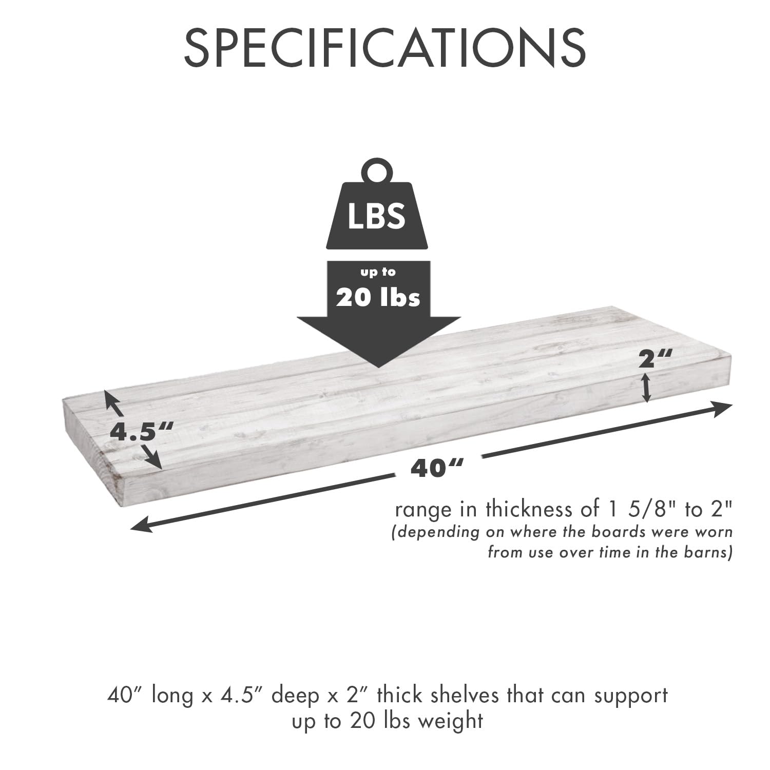 Urban Legacy Reclaimed Barnwood Planks | Floating Shelves for Wall w/Flush Mount Shelf Bracket Set Included | Set of 2 (Coffee Bean, 18"x 4.5"x 2")