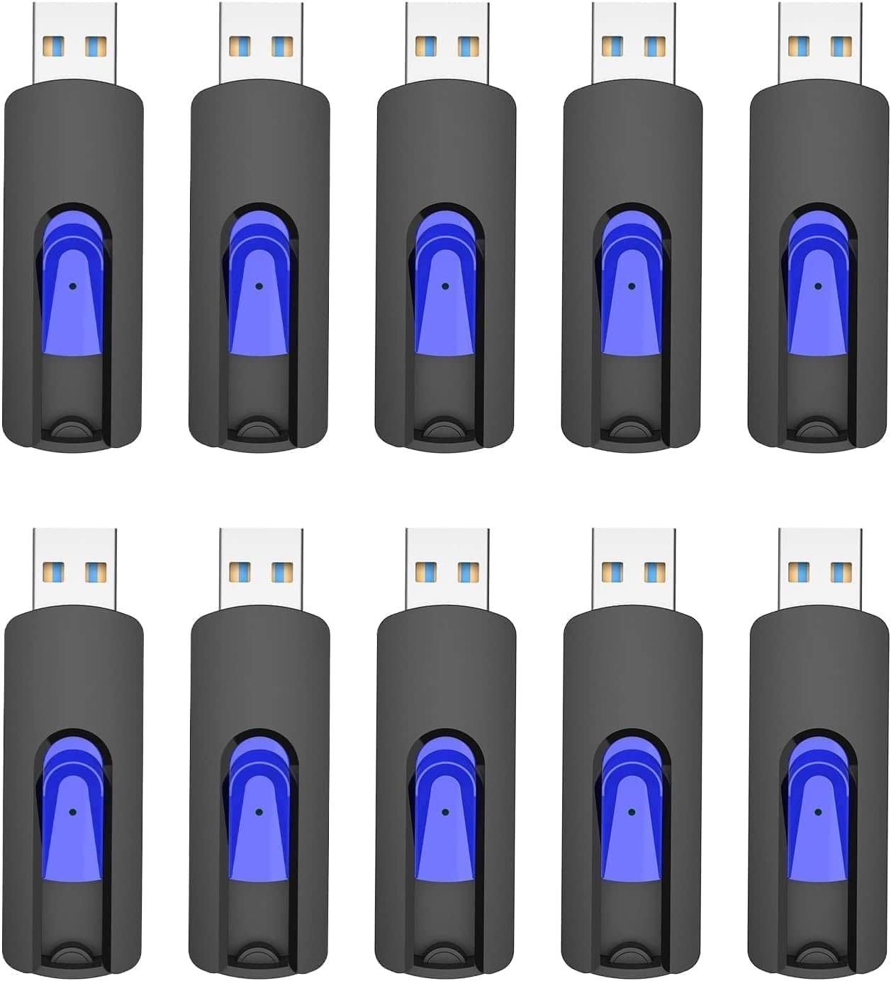 16GB Flash Drive 10 Pack, JUANWE USB 3.0 Flash Drives, Bulk Flash Drive 16 GB Thumb Drive Mutipacks, USB Drive 3.0 Retractable Memoria USB Jump Drive for Data Storage & Backup, Blue