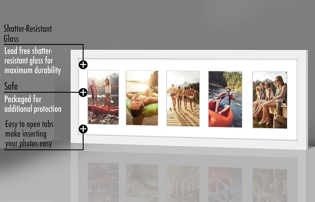 Americanflat 4x6 Double Picture Frame with Shatter-Resistant Glass - Fits Two 4x6 Photos or use as One 6x14 Frame - Signature Collection - Collage Frames for Tabletop and Wall Display - Black