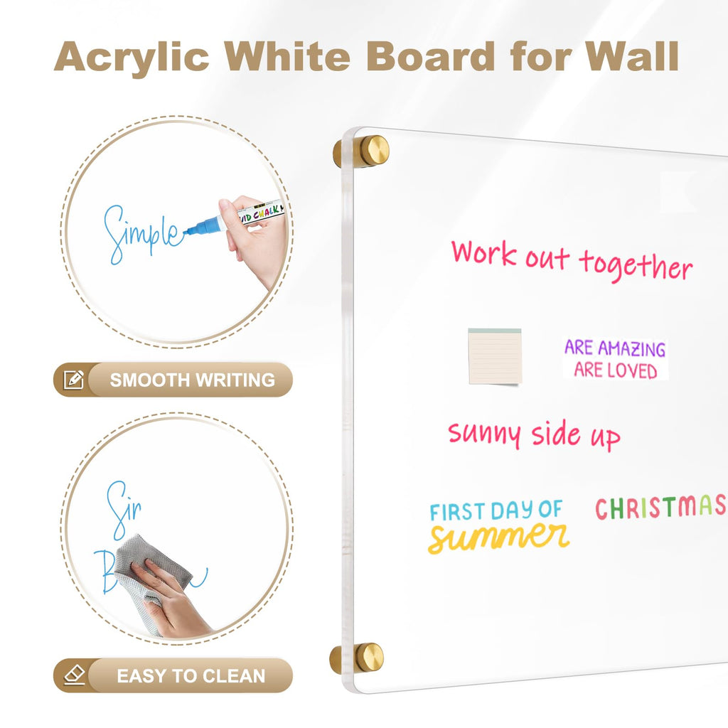 Acrylic Calendar for Wall Whiteboard, 12" x 12" Weekly Clear Dry Erase Board, Small Planning Board White Board for Wall, Home, Office, School
