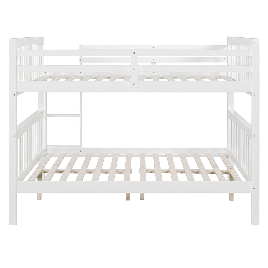 Merax Full Over Full Bunk Bed Convertible to Two Separate Beds, Solid Pine Wood Frame with Safety Guardrail & Headboard, Sturdy Durable Design, for Teens, Espresso