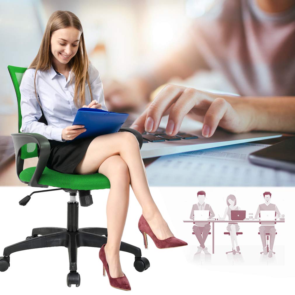 BestOffice Home Office Chair Ergonomic Desk Chair Mesh Computer Chair with Lumbar Support Armrest Executive Rolling Swivel Adjustable Mid Back Task Chair for Women Adults, Black (Black)