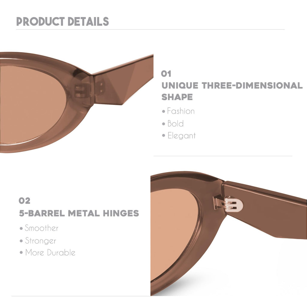 mosanana Oval Cat Eye Sunglasses for Women Retro Y2K Style MS52372