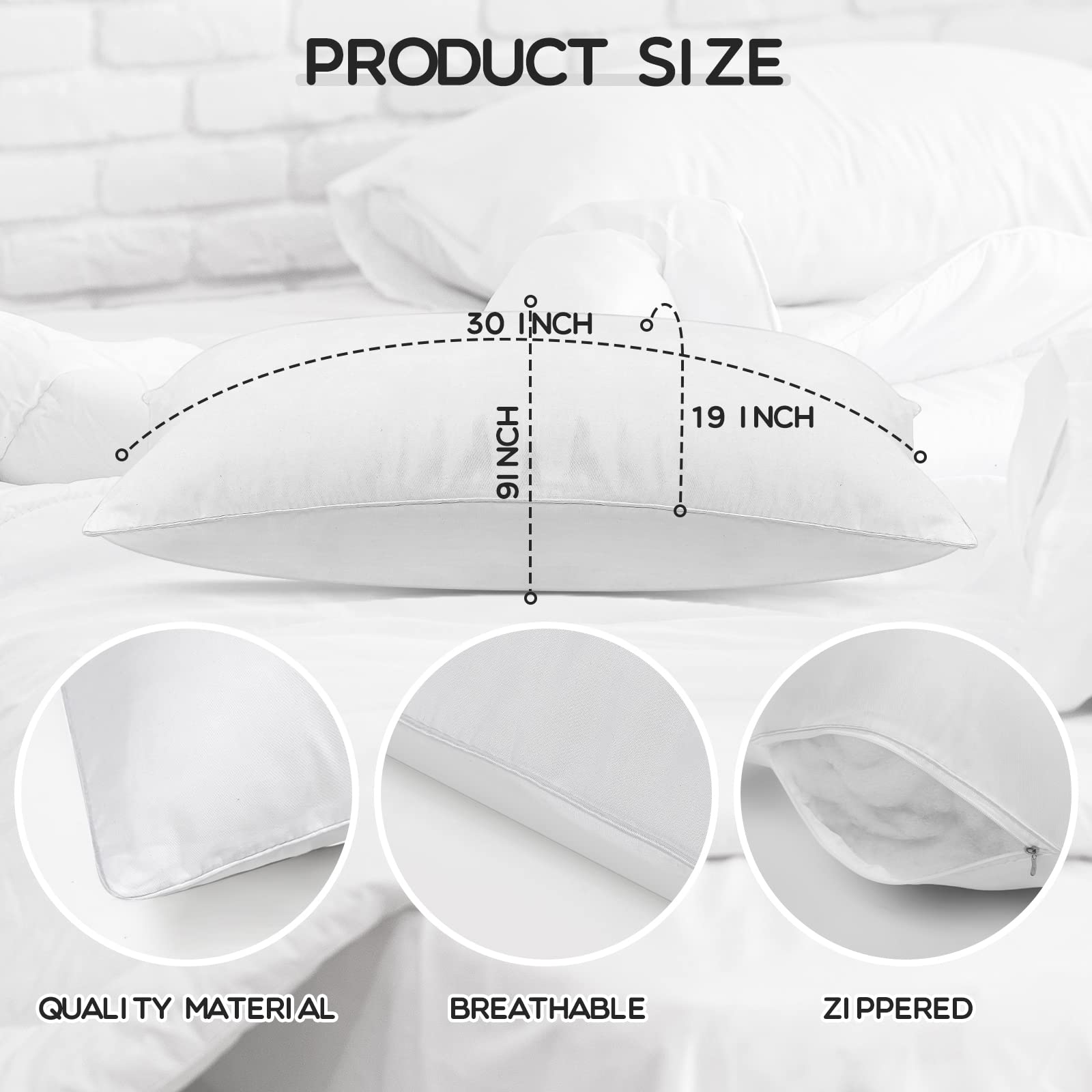 Macarrie 12 Pcs Queen Size Pillows for Sleeping Standard Size Inserts Hotel Bed Pillows Bulk for Stomach Back and Side Sleepers Machine Washable (20 x 26 Inches)