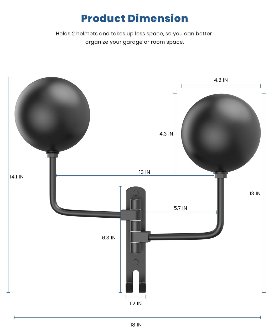 Helmet Hanger Wall Mount 180° Swivel Helmet Holder for Motorcycle Bike Racing Outerwear Sports Gear