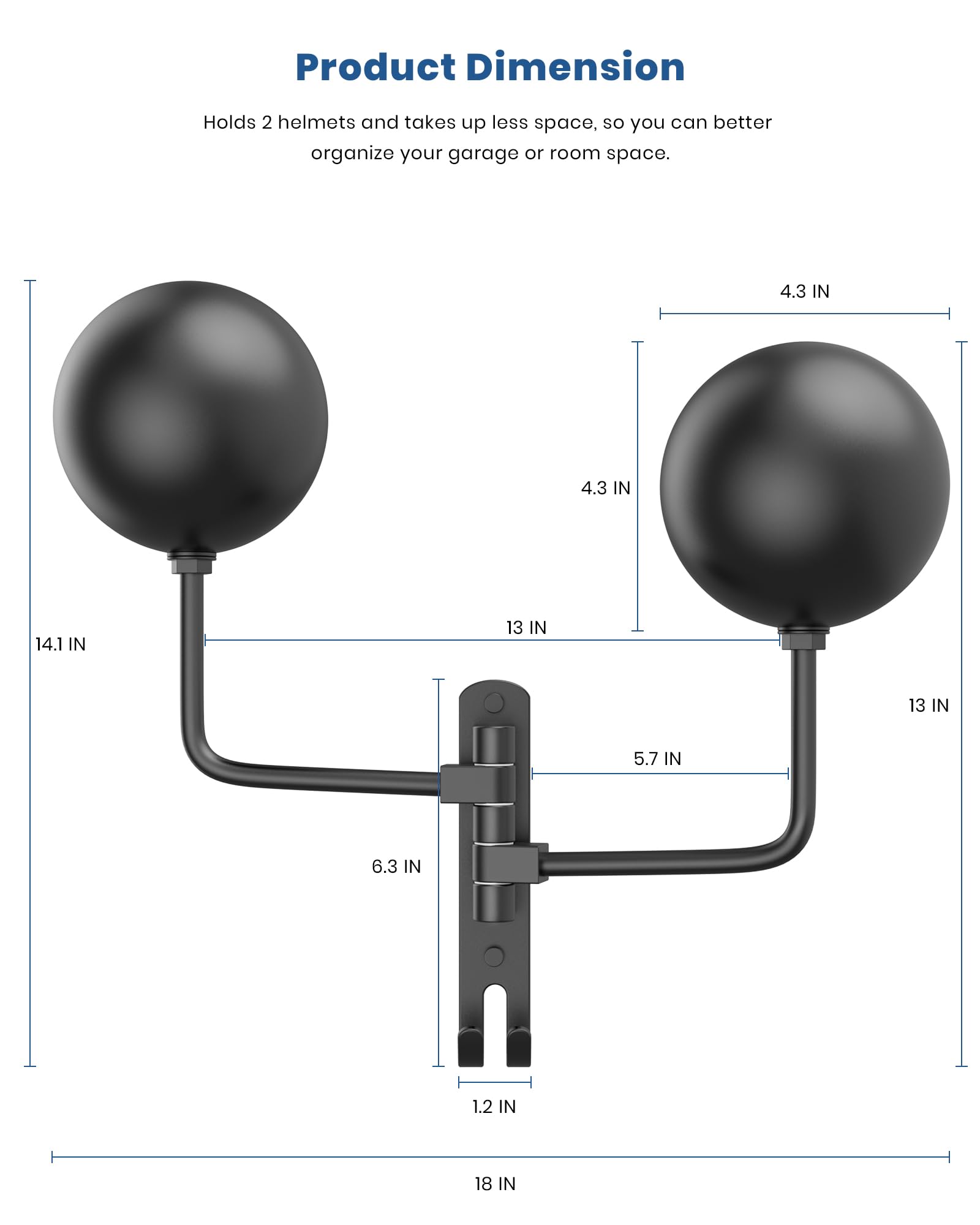 Helmet Hanger Wall Mount 180° Swivel Helmet Holder for Motorcycle Bike Racing Outerwear Sports Gear