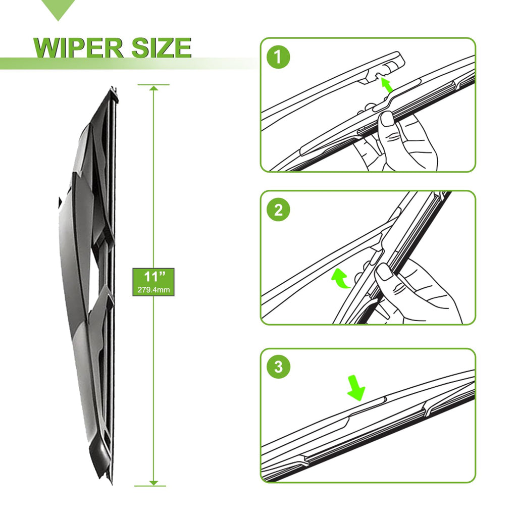 PARRATI® Windshield Wipers for Jeep Wrangler 2007-2017/Wrangler JK 2008-2018,15"+15" Front and 13" Rear,OEM Replacement Wiper Blades,Quiet & Streak-Free(Set of 3)