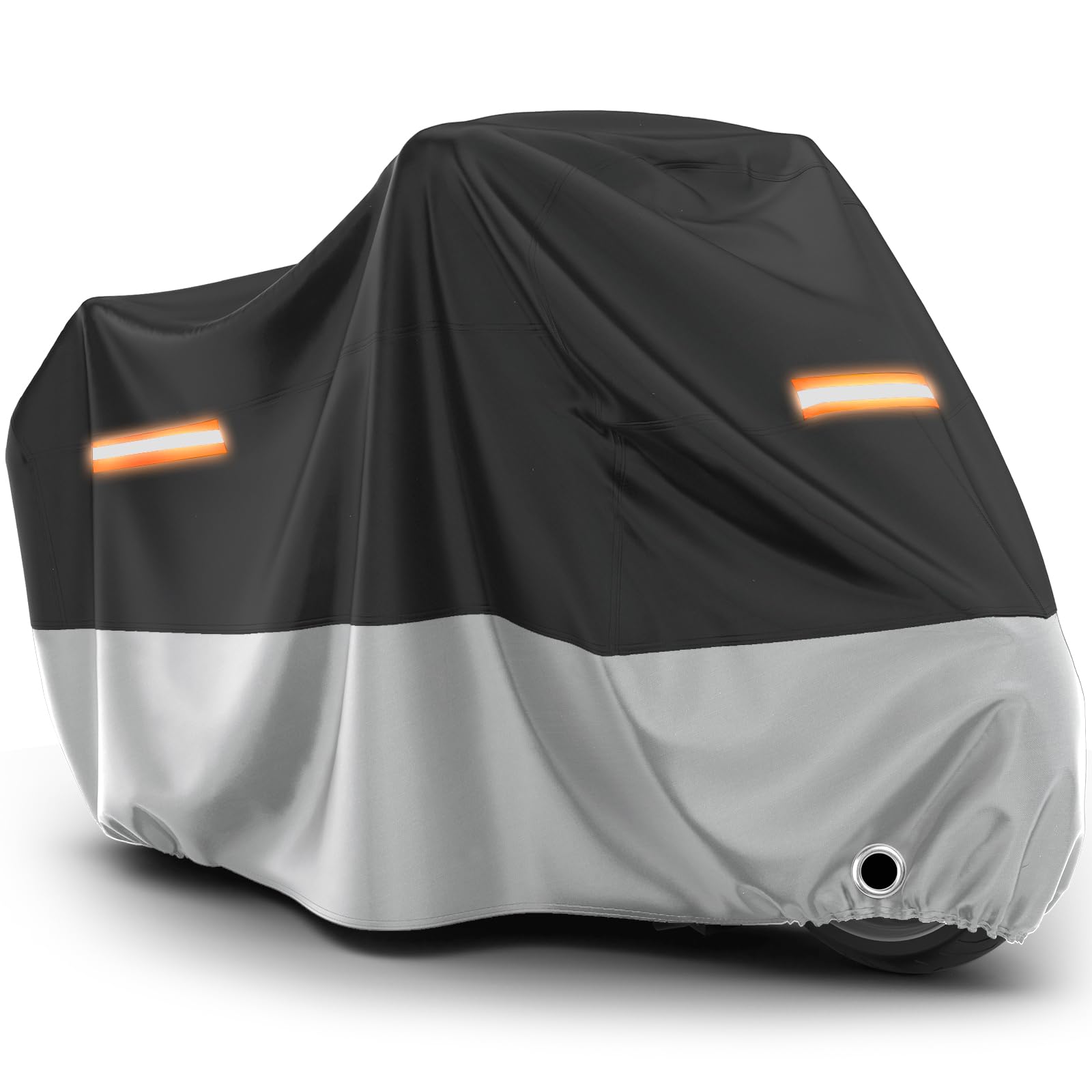 Favoto Motorcycle Cover Waterproof Outdoor All Weather Snow Rain Dust UV Protection Motorcycle Tarp with Lock-Holes ＆ Storage Bag Moped Cover with Night Reflective Strips Fits up to 86.6"