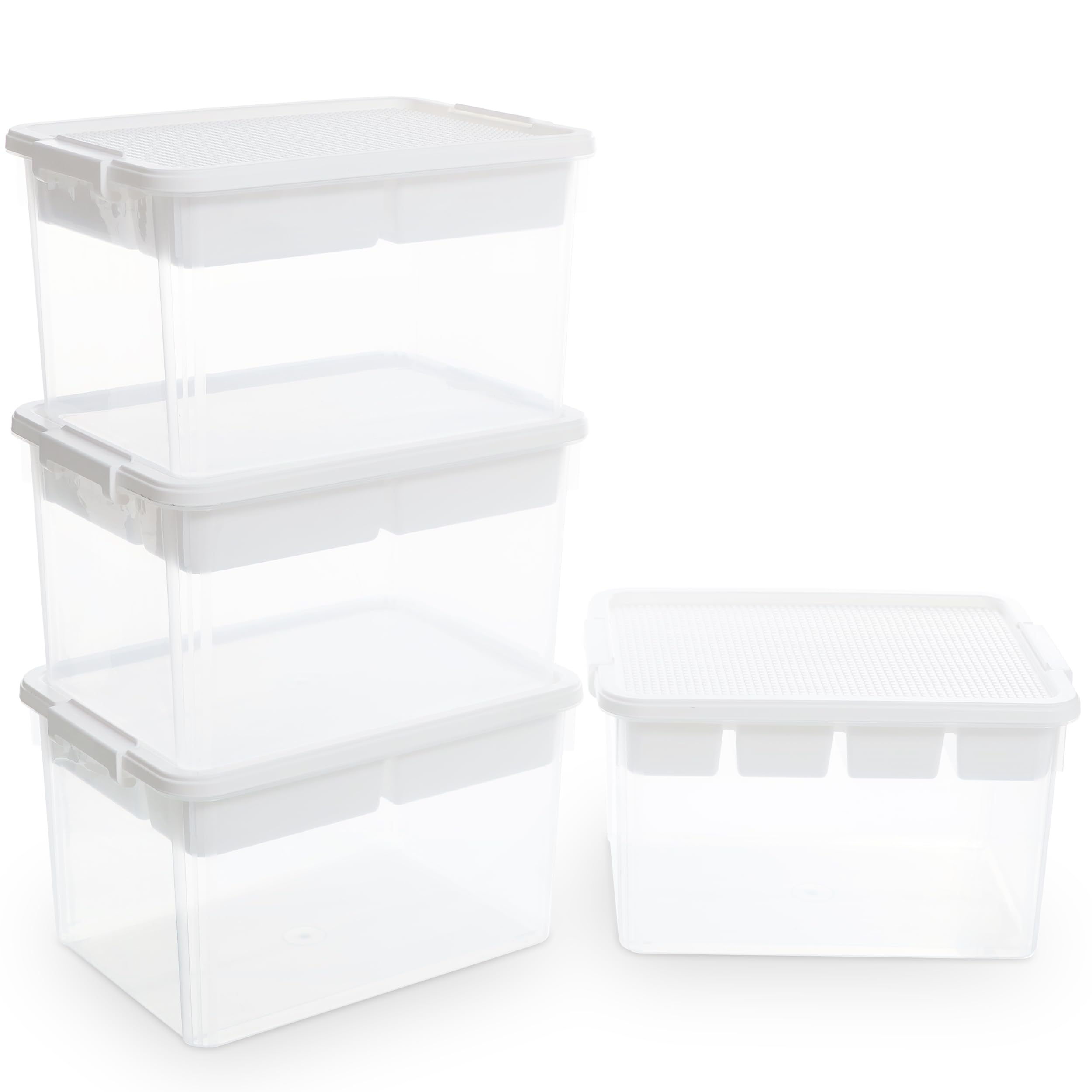 Citylife 17 QT Plastic Storage Box with Building Baseplate Lid and Removable Tray Craft Organizers and Storage Clear Storage Container for Organizing Bead, Tool, Sewing