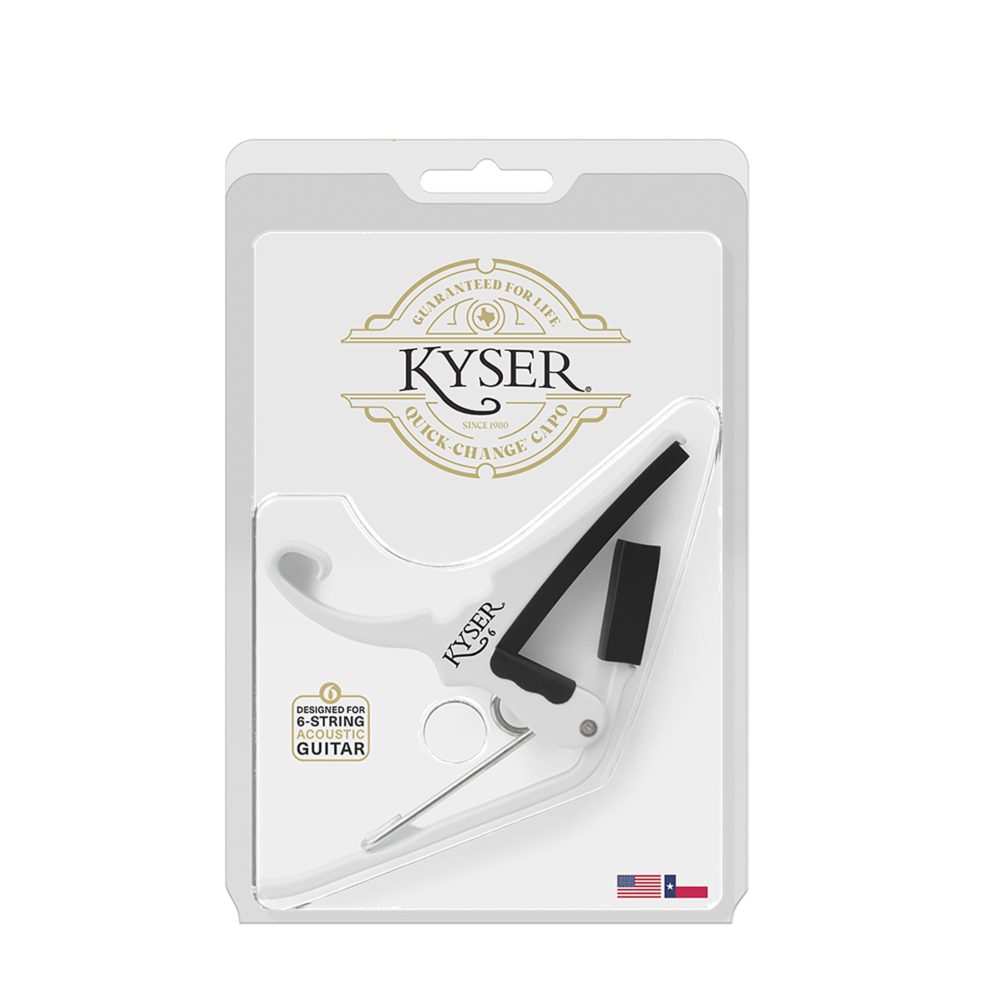 Kyser Musical Products Quick-Change Guitar Capo, KG6ABA, Abalone - For 6-String Acoustic Guitars, Made in USA, Quality, Strong, Lightweight, Quick & Easy Key Changes, Innovative, Perfect Fit