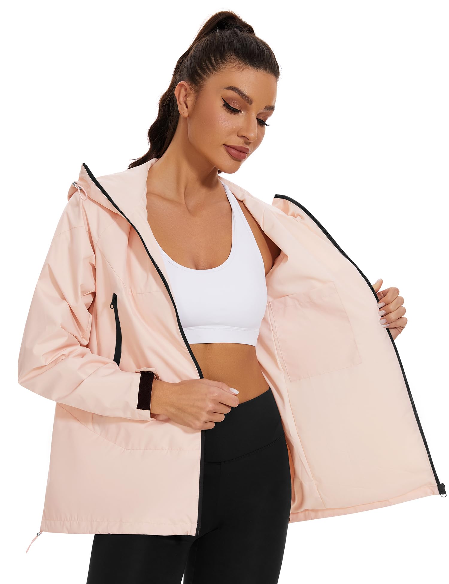 Avoogue Rain Jacket for Women Waterproof Lightweight Rain Coat Hiking Windbreaker Jacket with Hood