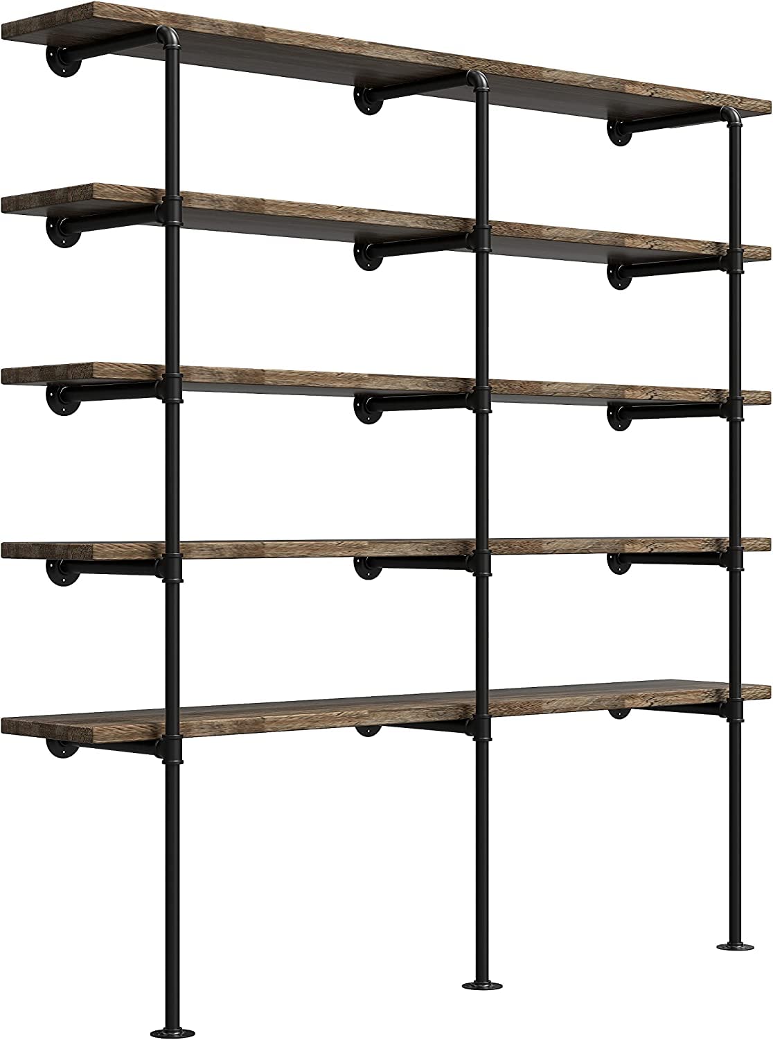 Industrial Retro Wall Mount iron Pipe Shelf,DIY Open Bookshelf,Hung Bracket,Home Improvement Kitchen Shelves,Tool Utility Shelves, Office shelves, bookshelves and bookcases (2Pcs)