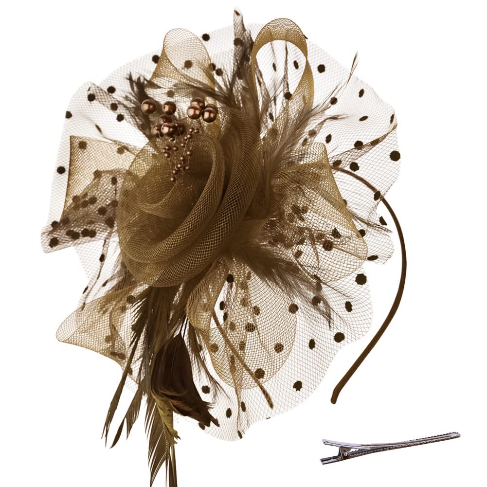 AQOKKA Women Fascinators Hats Flower Fascinators with Headband and Clip Tea Party Headwear for Women and Girls