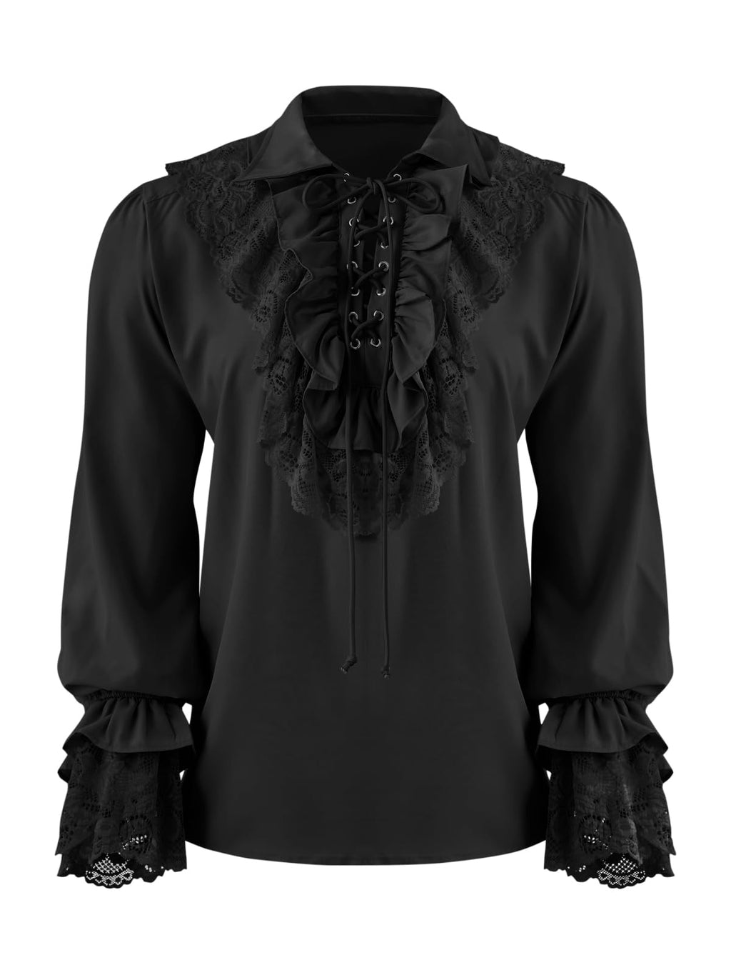 Runcati Mens Pirate Shirt Ruffle Renaissance Victorian Vampire Poet Shirts Steampunk Gothic Medieval Lace Costume