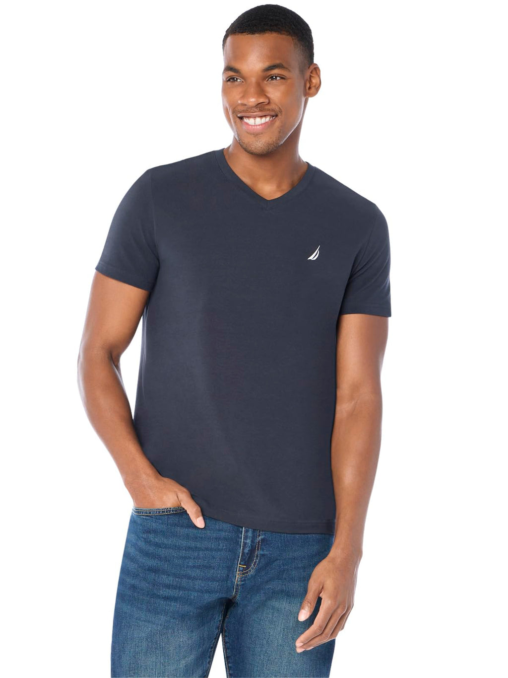 Nautica Mens Short Sleeve Solid Slim Fit V-Neck T-Shirt