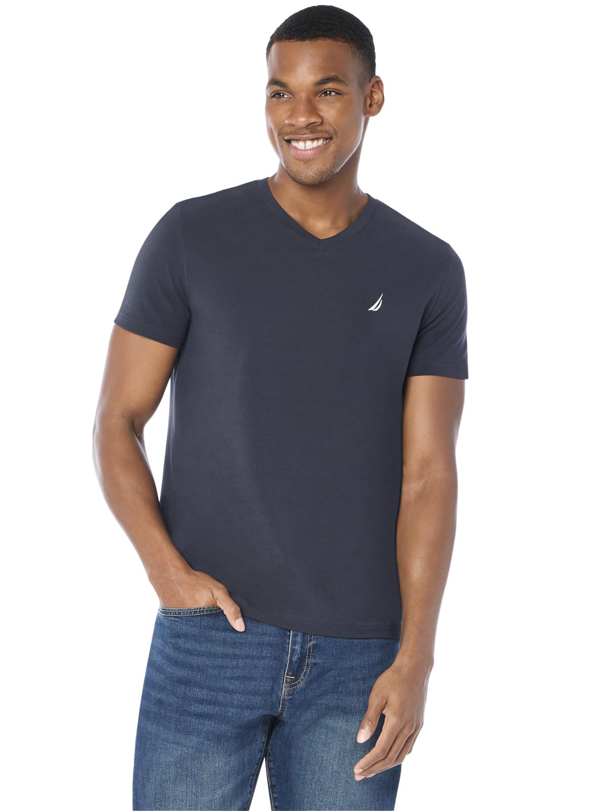 Nautica Mens Short Sleeve Solid Slim Fit V-Neck T-Shirt
