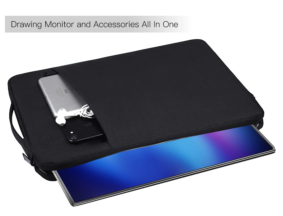 15.6 Inch Portable Monitor Case, Protective Carrying Sleeve Compatible with KYY MNN InnoView Most 16.1/15.6 in Monitors, Water Resistant Monitors Bag with Accessory Pocket, Black