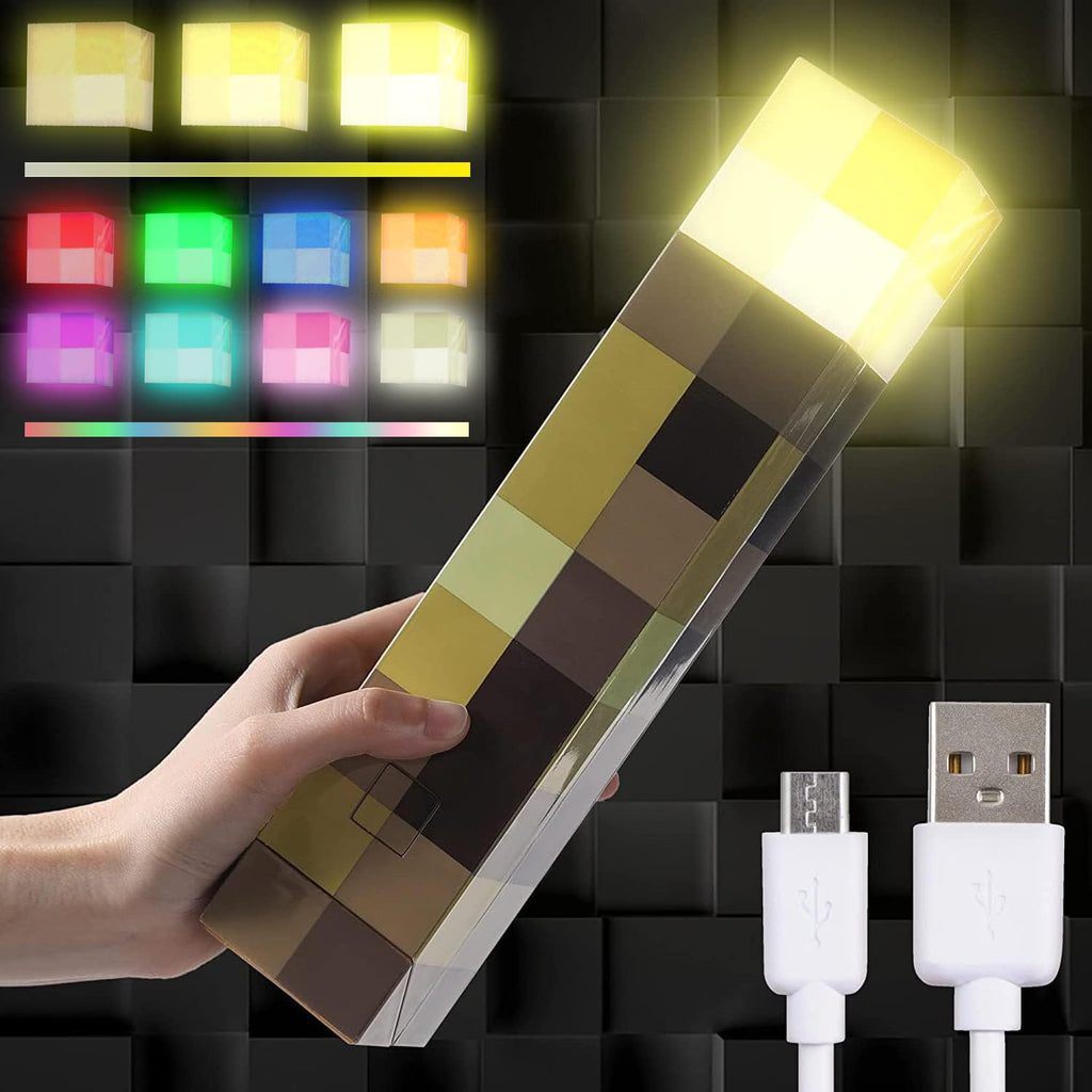 Light-up Wall Torch - Batteries & USB Pluggable Night Lamp - Hand Held or Wall Mount Lighting Torch （Three-Level Brightness）
