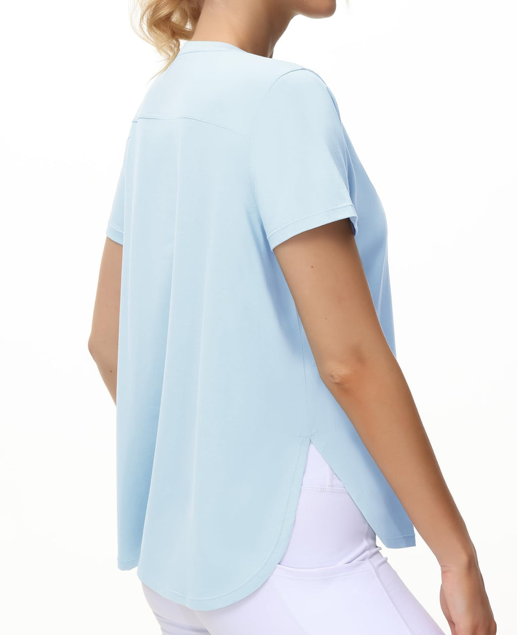 THE GYM PEOPLE Women's Workout T-Shirts Loose Fit Short Sleeve Cotton Running Basic Tee Tops with Split Hem